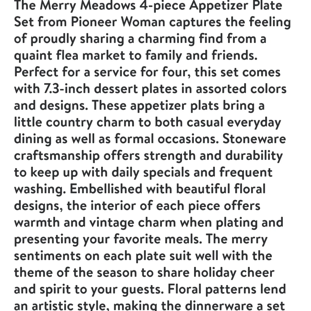 🎄 New Pioneer Woman Merry Meadow Assorted 7.3 Inch Appetizer Plates Set - Picture 2 of 10